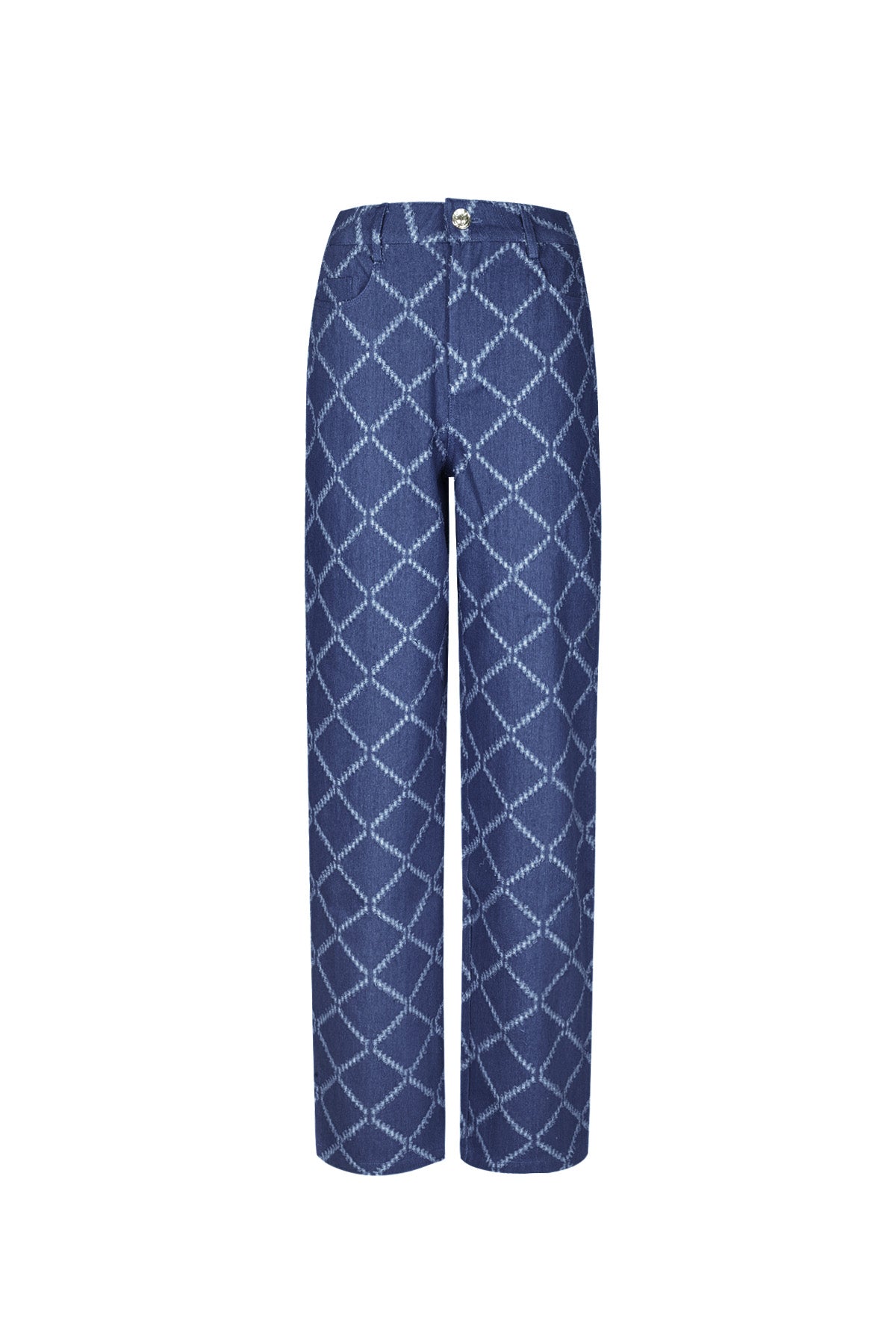 Cotton Woven Vrouwen Rechte Broek Plaid Casual