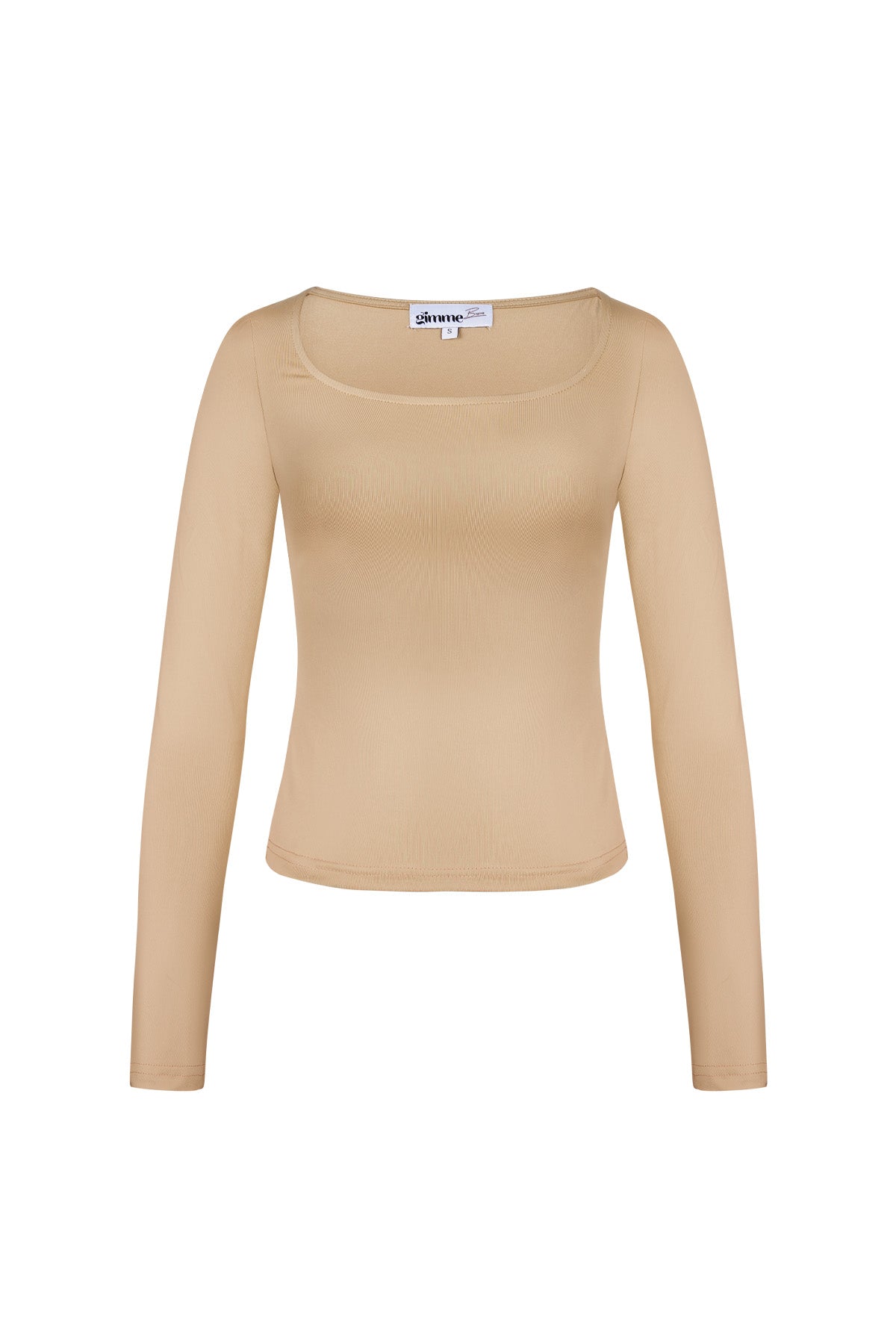 Polyester Vrouwen Lange Mouw Crop Top Vierkante Halslijn Bodycon Pasvorm