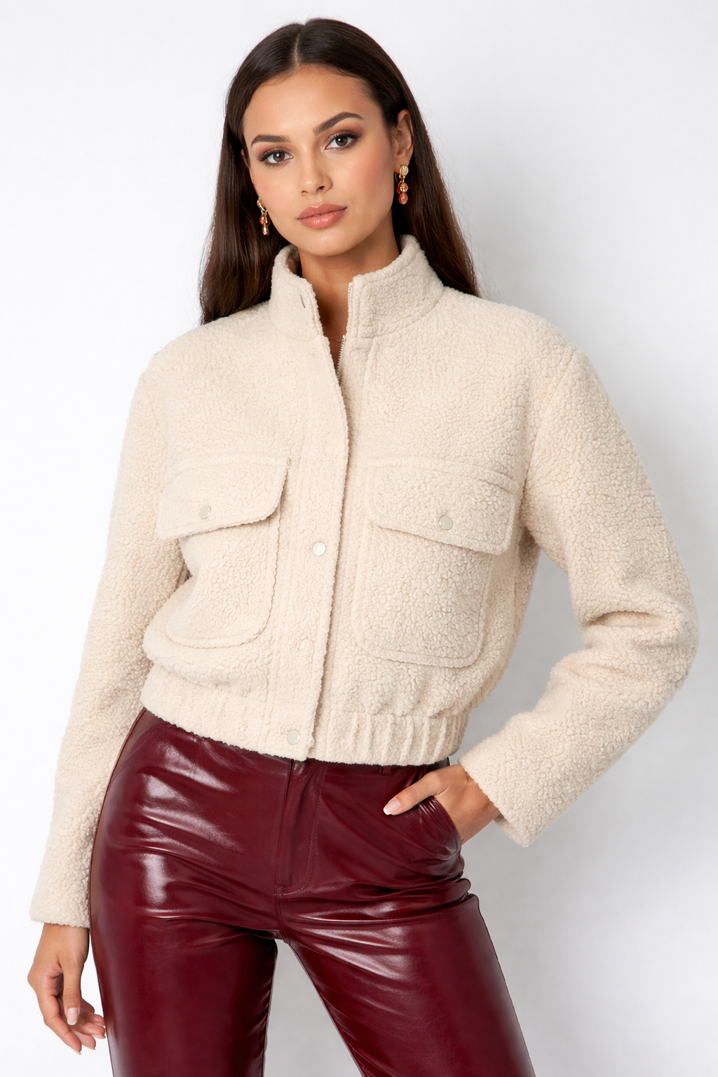 Teddy Cropped Jacket – Cozy & Chic