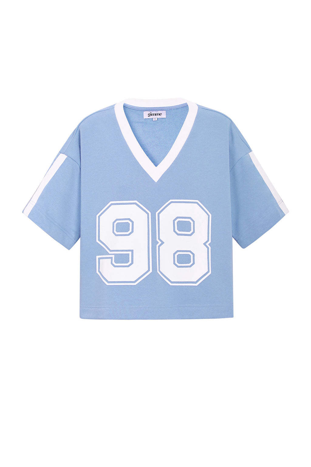 Gebreide Katoen Vrouwen V-hals T-shirt Sportief Kleurcontrast